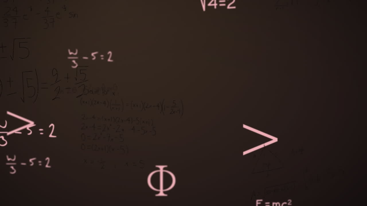 黒い背景の上に数学的方程式のアニメーション