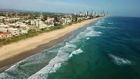 aerial view over the beach at golden coast