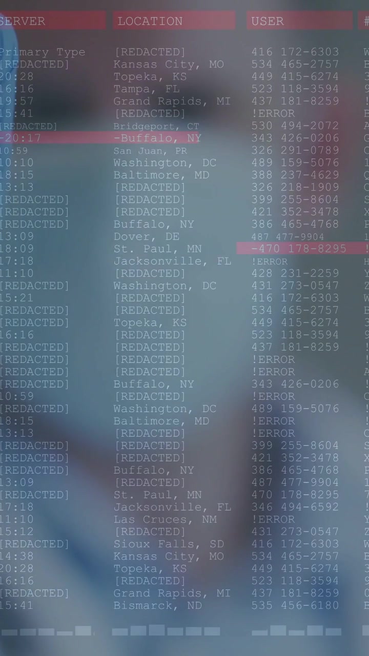Vertical video: Masked doc monitoring hospital data feed for triage, translucent UI flagging errors