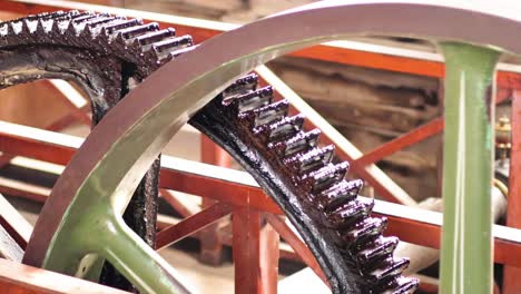 close-up of a rotating mill wheel mechanism