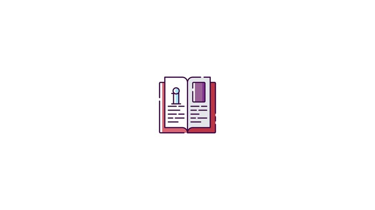 Animated Information Book Icon with Text Pages