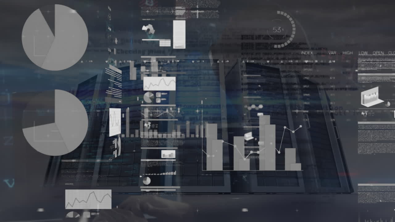 animación de estadísticas y procesamiento de datos financieros a través de servidores informáticos