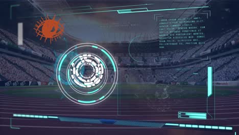 Animation-Des-Scope-Scannens-Und-Der-Datenverarbeitung-über-Einem-Sportstadion