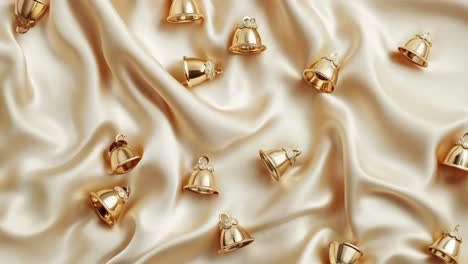 gold bells on beige silk fabric