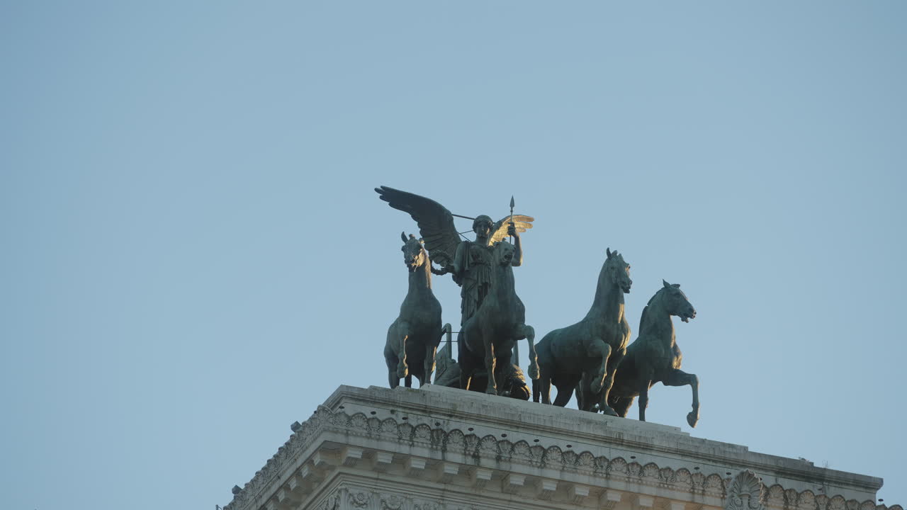 Sculpture on top of Vittorio Emmanuel II monument in Rome, Italy