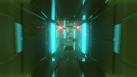 realistic futuristic glass tunnel corridor with glowing lights and brick texture 3d illustration live wallpaper motion background visual sample vj loop
