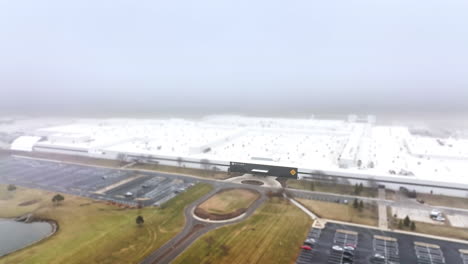 Aerial-shot-of-Rivian-automotive-factory-in-Normal,-Illinois