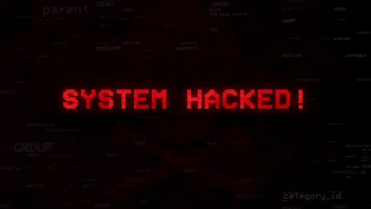 System hacked warning notification generated on digital system security alert error message on