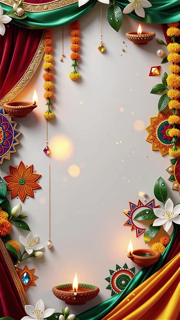 Sfondo del Festival Diwali con lanterne e decorazioni tradizionali Diyas.