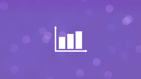 animation of white statistics over dots on purple background