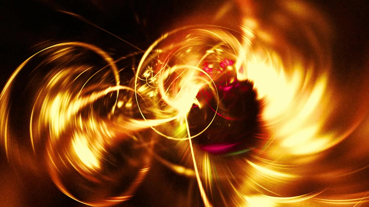 Animazione in loop di linee di luce dorata astratte e vorticose