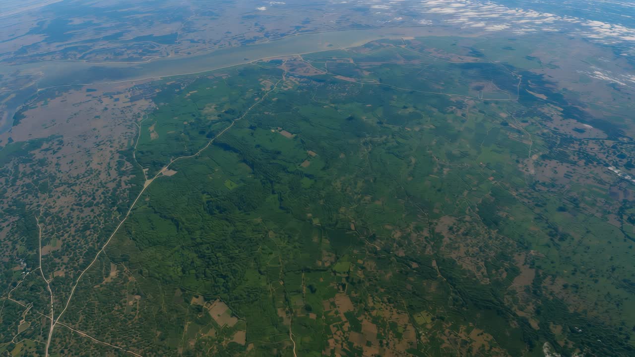Aerial View of Green Fields and Landscape