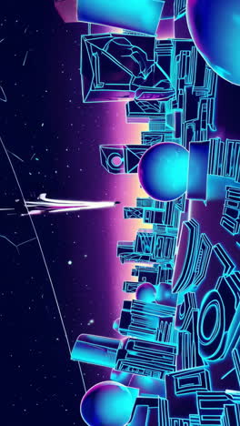 neon cyberpunk cityscape with glowing geometric structures