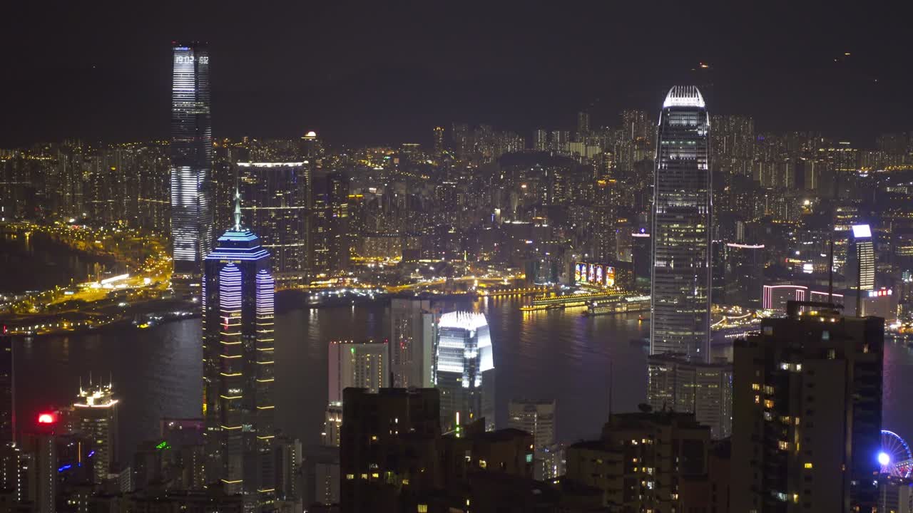 Hong Kong à noite do Pico Victoria, timelapse