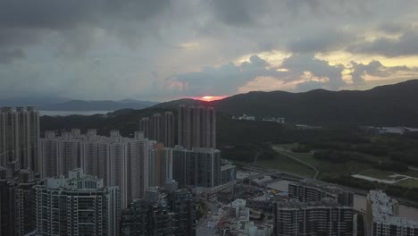 drone footage of tseung kwan o city, hong kong