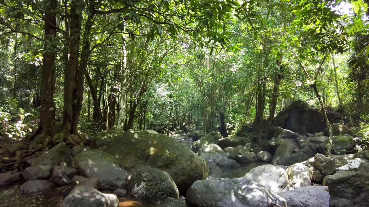 Rancan Waterfall Nasional Park ,Summer With Beautiful Green Forest Trees And Fresh Water From The Mountain River,Serian,Sarawak,Borneo.