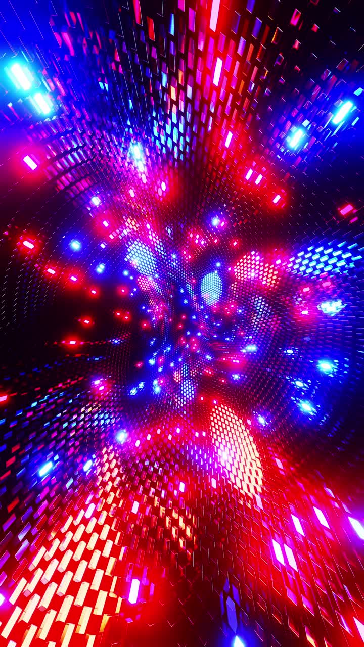 A colorful, abstract design with bright lights and a pattern of squares. Vertical looped animation
