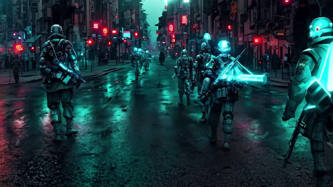 Futuristic City Patrol at Night