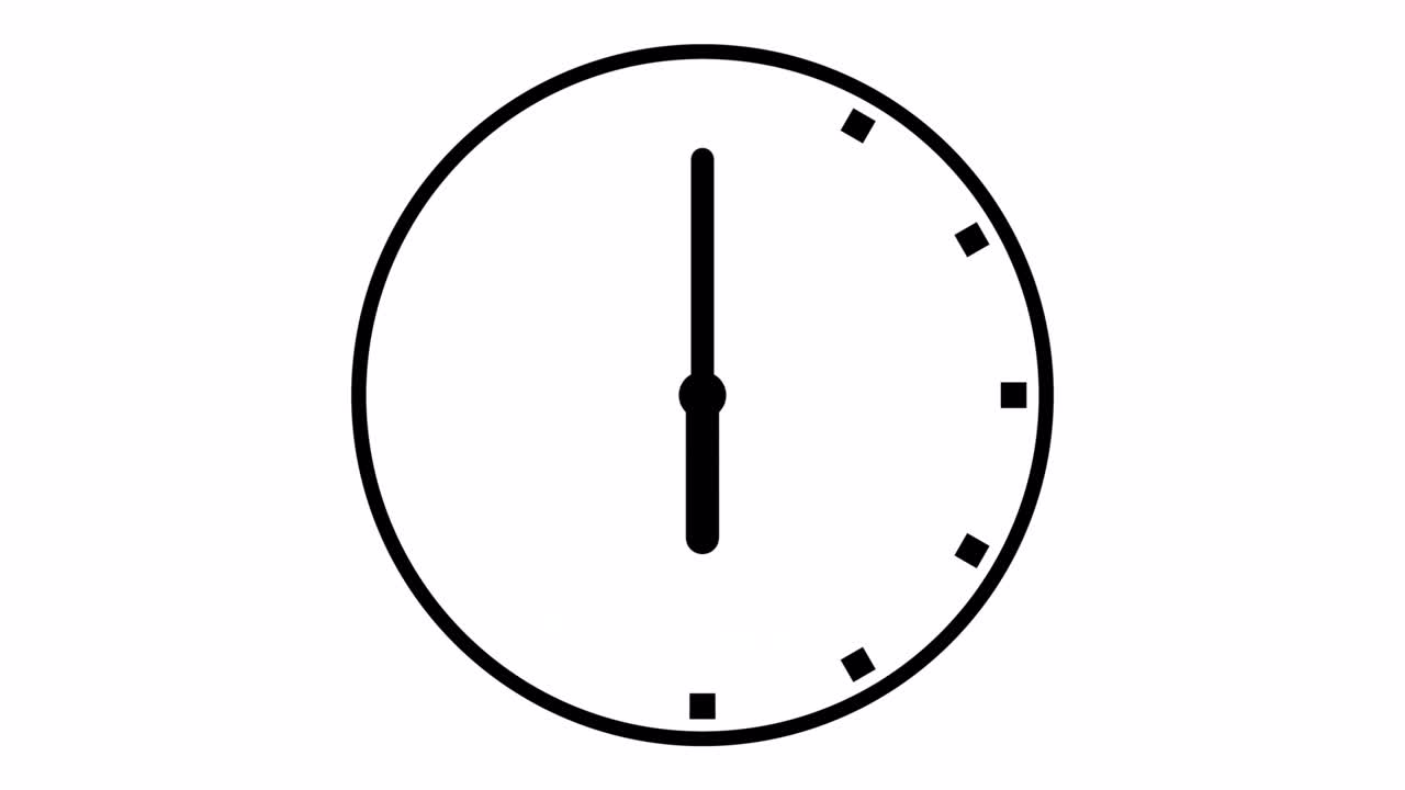 animación del reloj en animación de bucle de 12 horas. icono animado del cronómetro