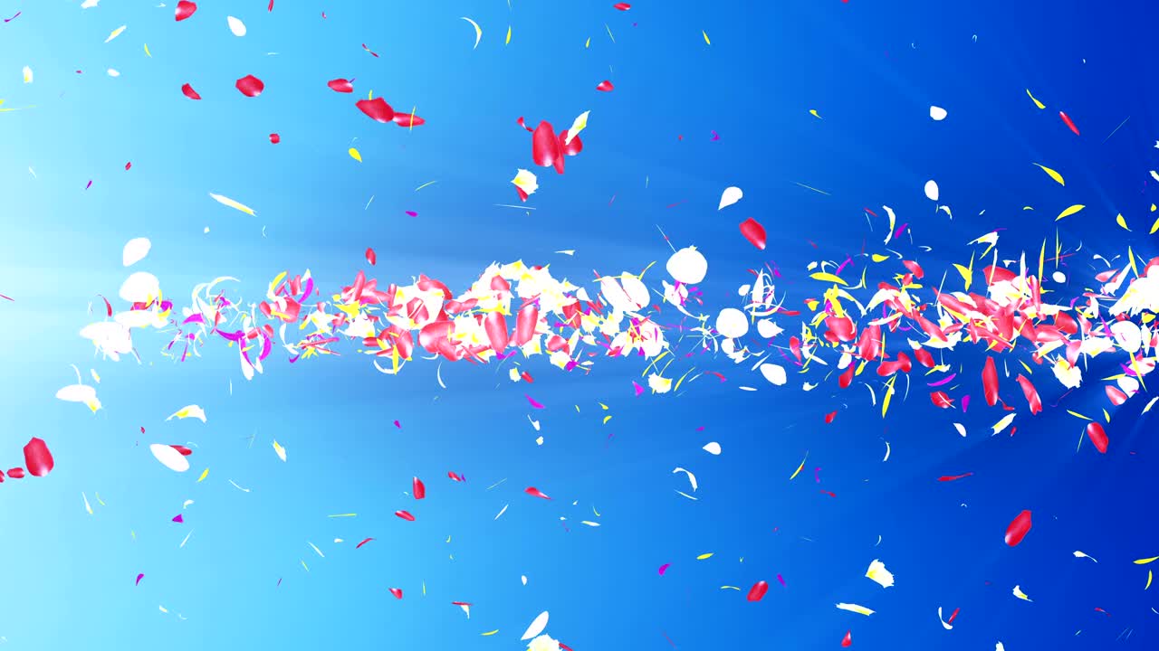 화려한 잎자루, 나선형 반이는 꽃잎, 꽃 모양, 예쁜 춤추는 꽃잎, 회전하는 꽃잎에서 소용돌이, 추상적인 루프 애니메이션.