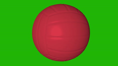 red spinning volleyball ball on the green screen. 3d animation