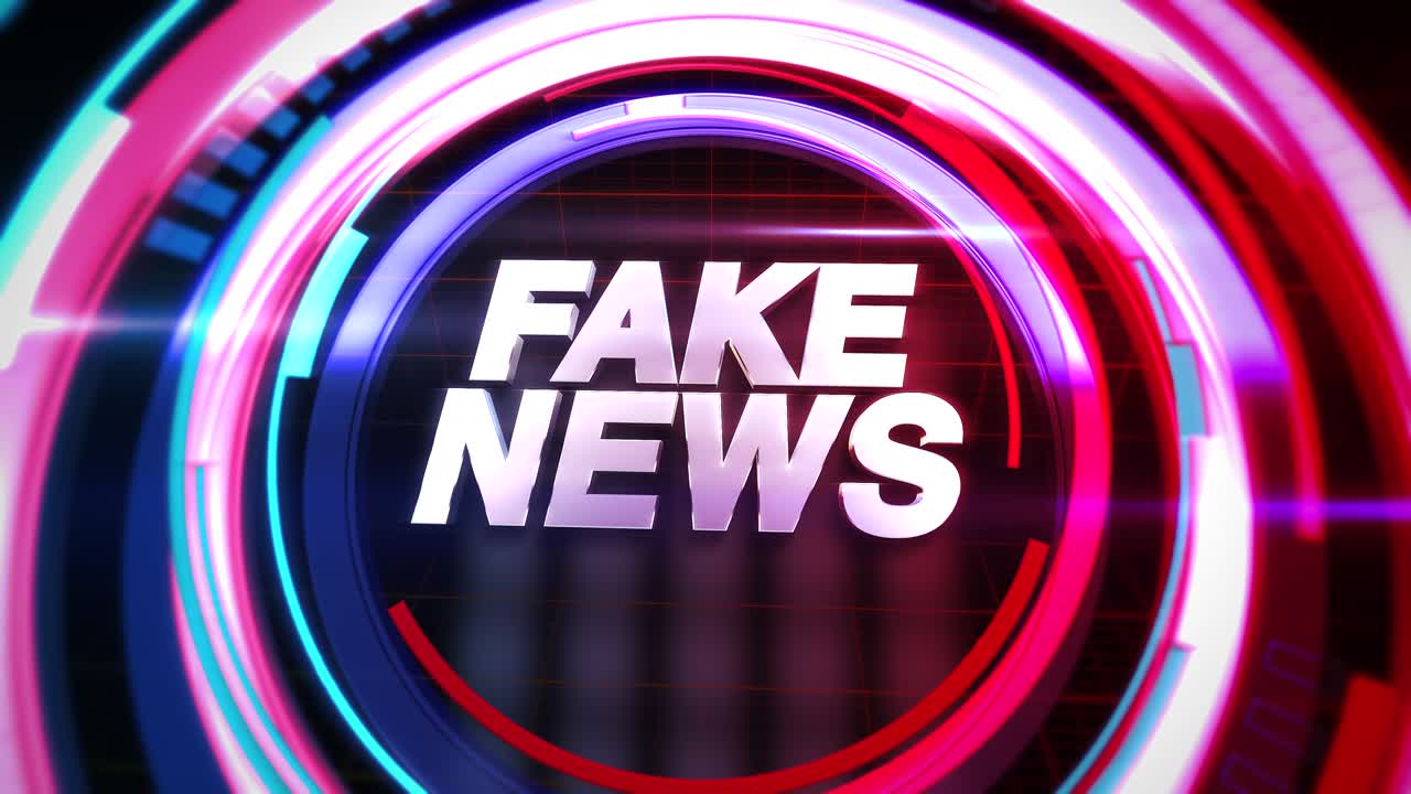 noticias falsas con círculos azules y rojos