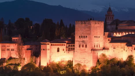 sunset with the alhambra of granada as main subject