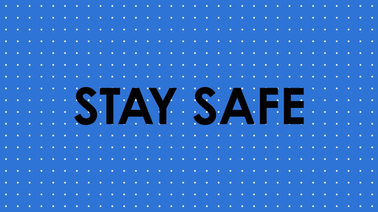 파란색 배경에 있는 집에 머무는 텍스트의 애니메이션