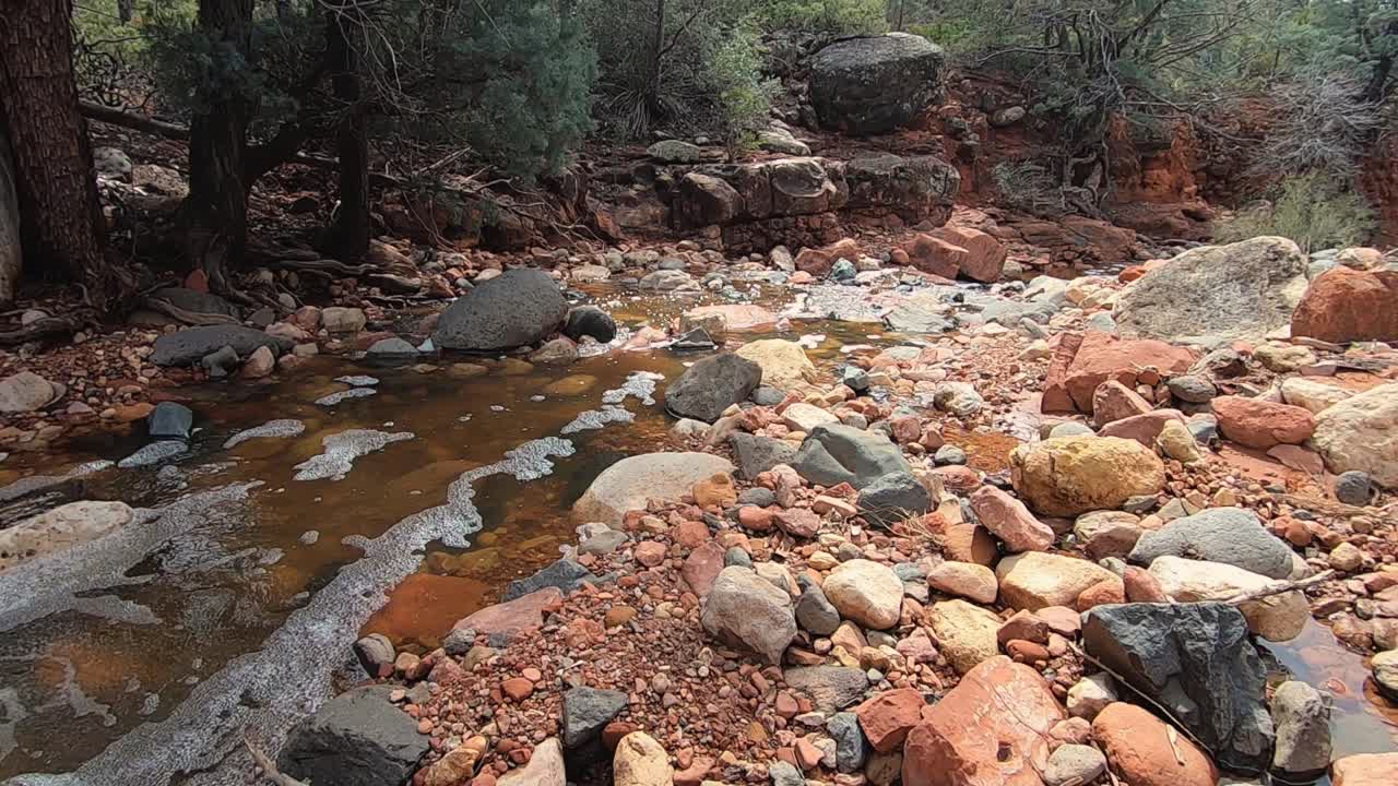 Springtime waters flow down the Oak Creek Canyon, Sedona, Arizona.