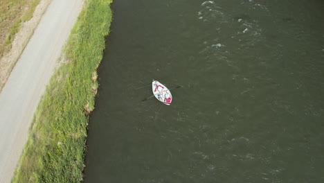 Aerial-High-Fly-over-drone-footage-over-Henry's-Fork-river-in-southeastern-Idaho,-USA