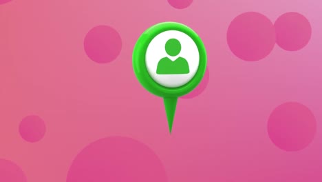 animación del icono de las personas de las redes sociales sobre círculos rosados