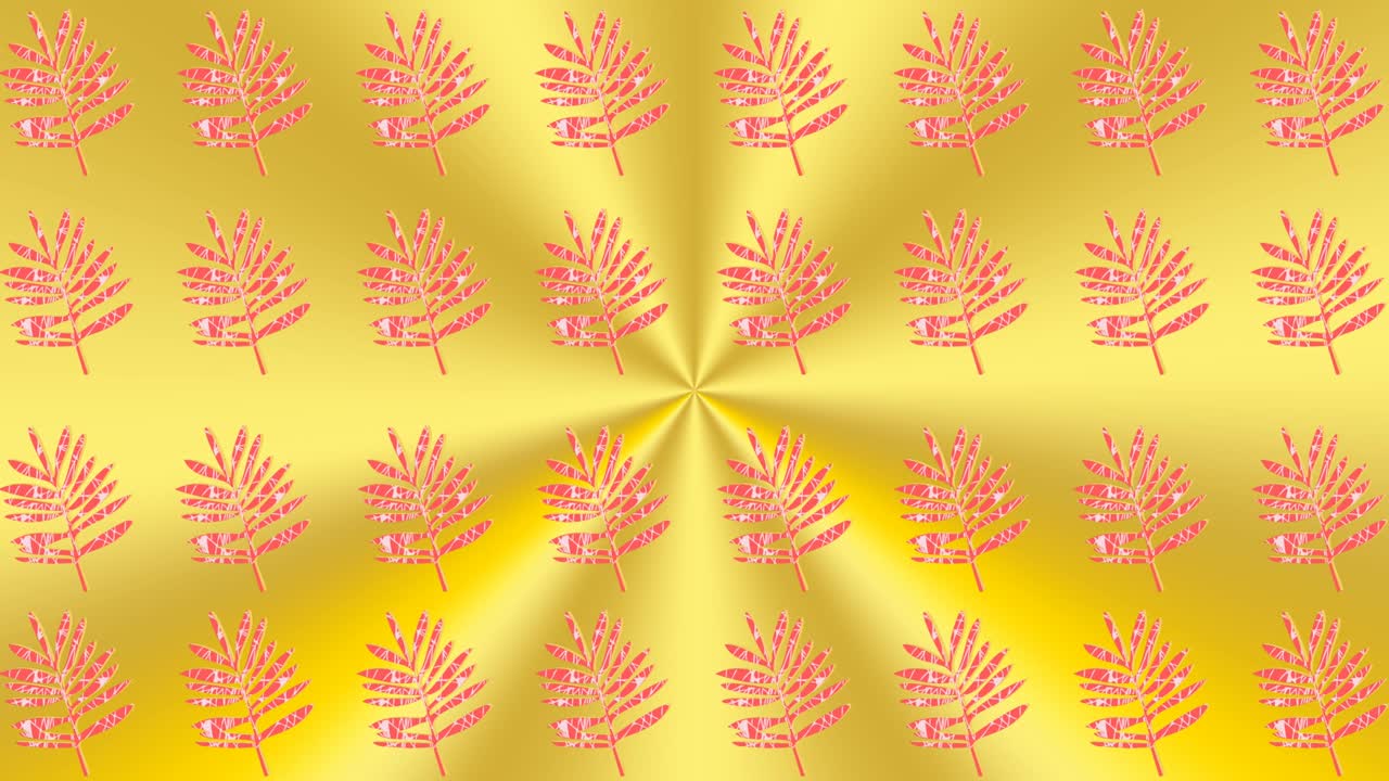 Animazione di diverse piante rosa su sfondo giallo