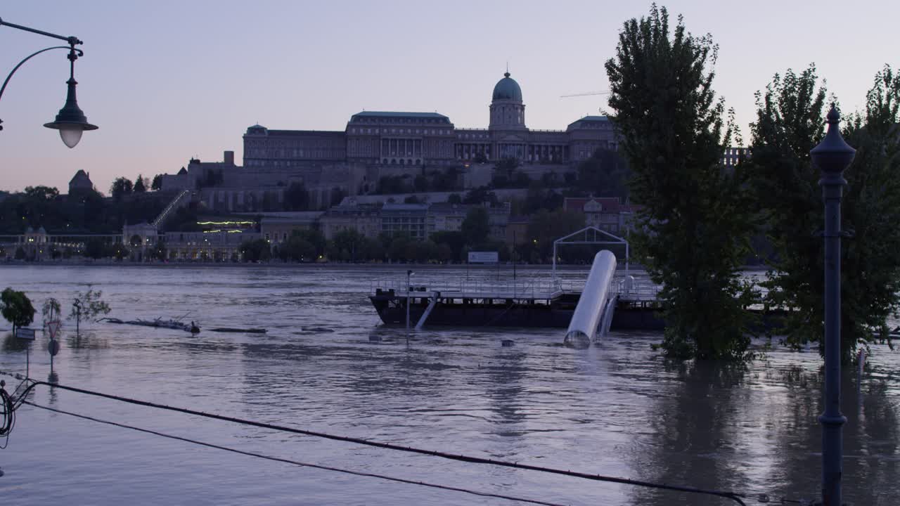 Buda Castle view from Pest side during the flooded danube, Budapest 2024. 1