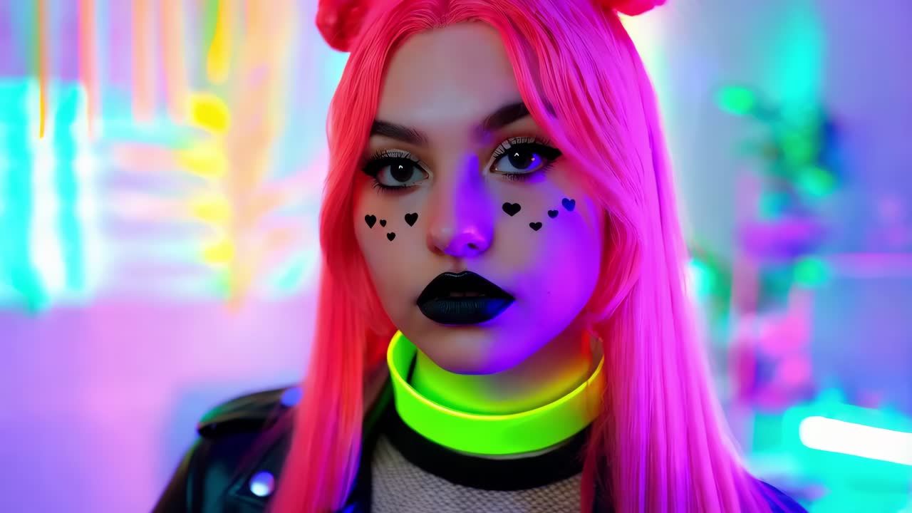 el retrato de una chica cyberpunk de neón