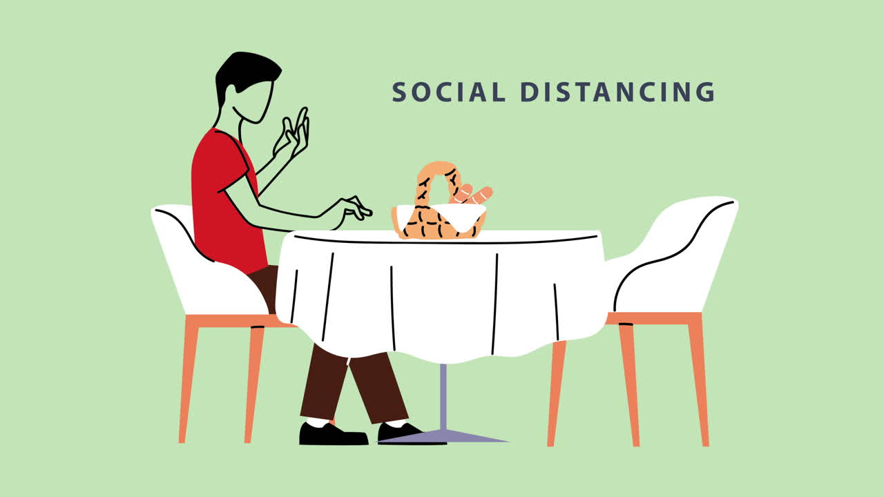 biosafety protocols in restaurant with man eating