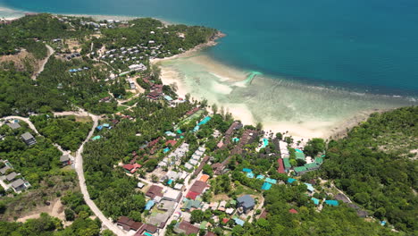 salad beach resort town in ko pha-ngan, thailand, aerial view