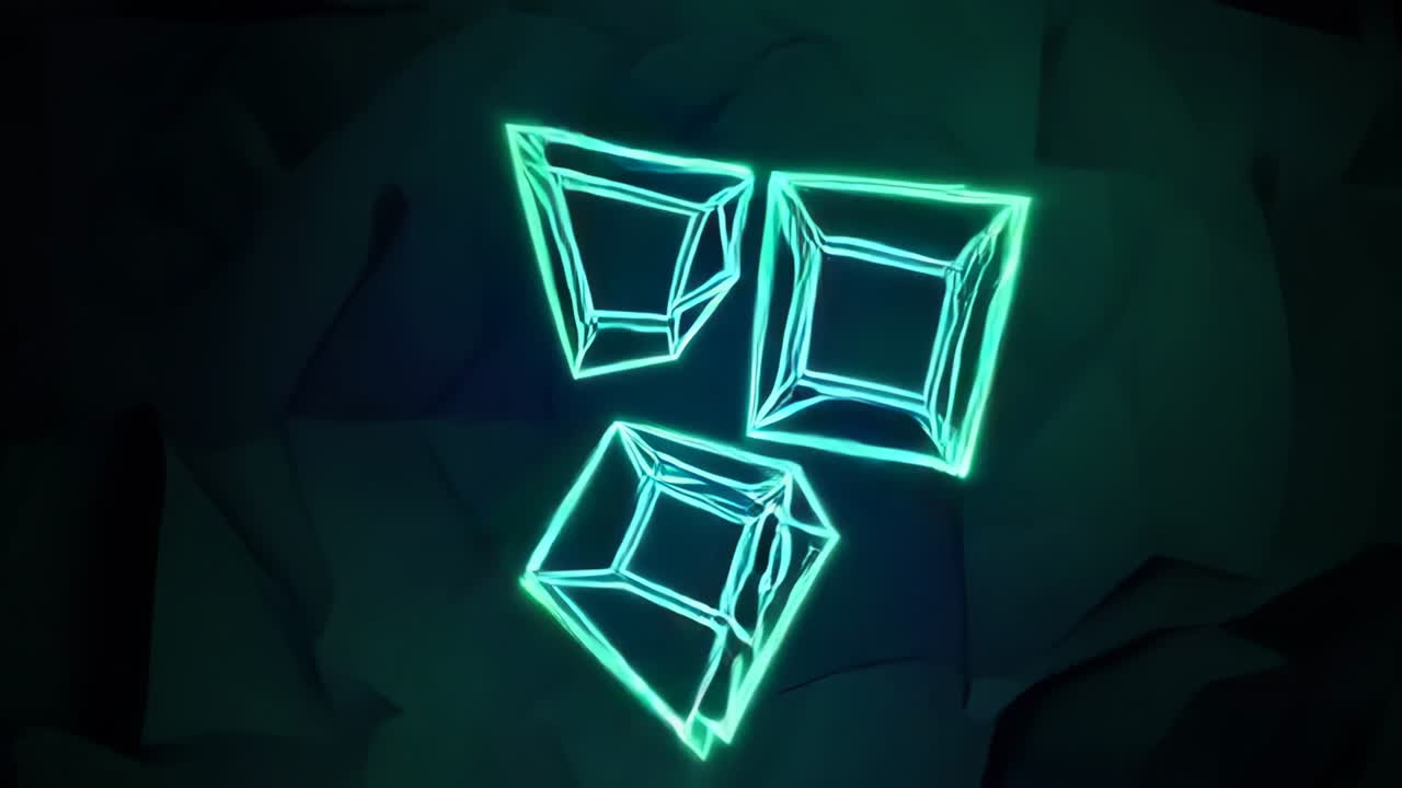 Neon Glowing Geometric Cubes