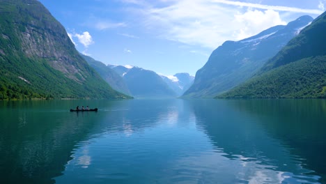 beautiful nature norway lovatnet lake.