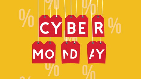 cyber monday sale with tags hanging