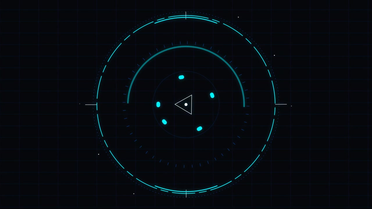 Futuristic Digital HUD Interface with Rotating Circular Elements