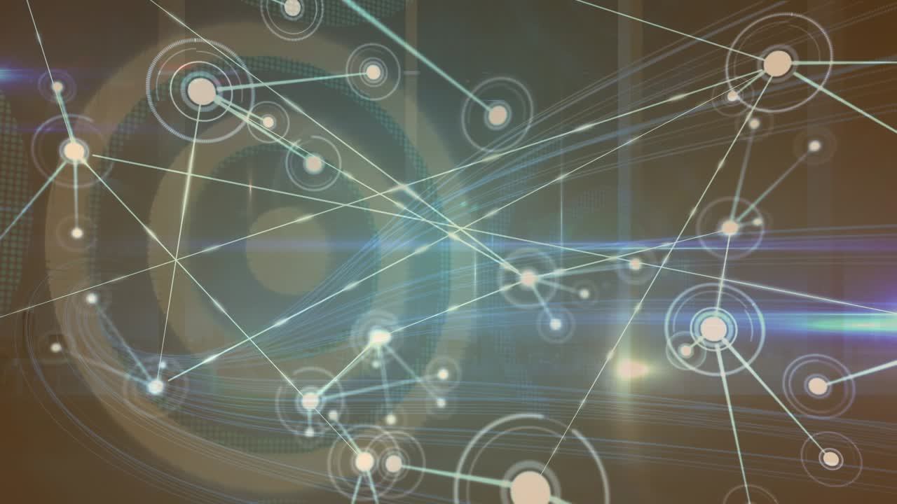 Animation of circles and connections over brown space
