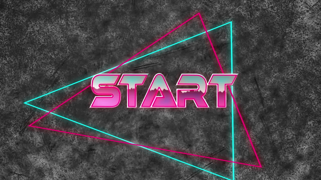 animación del texto de inicio sobre formas geométricas en movimiento y ondas