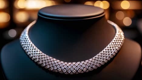 luxurious diamond necklace on display