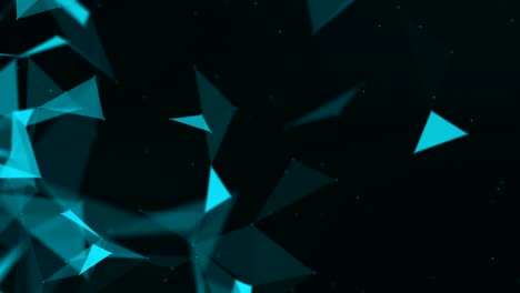 abstract web background. polygon lines and dots moving randomly on dark gray/black background. seamless loop.