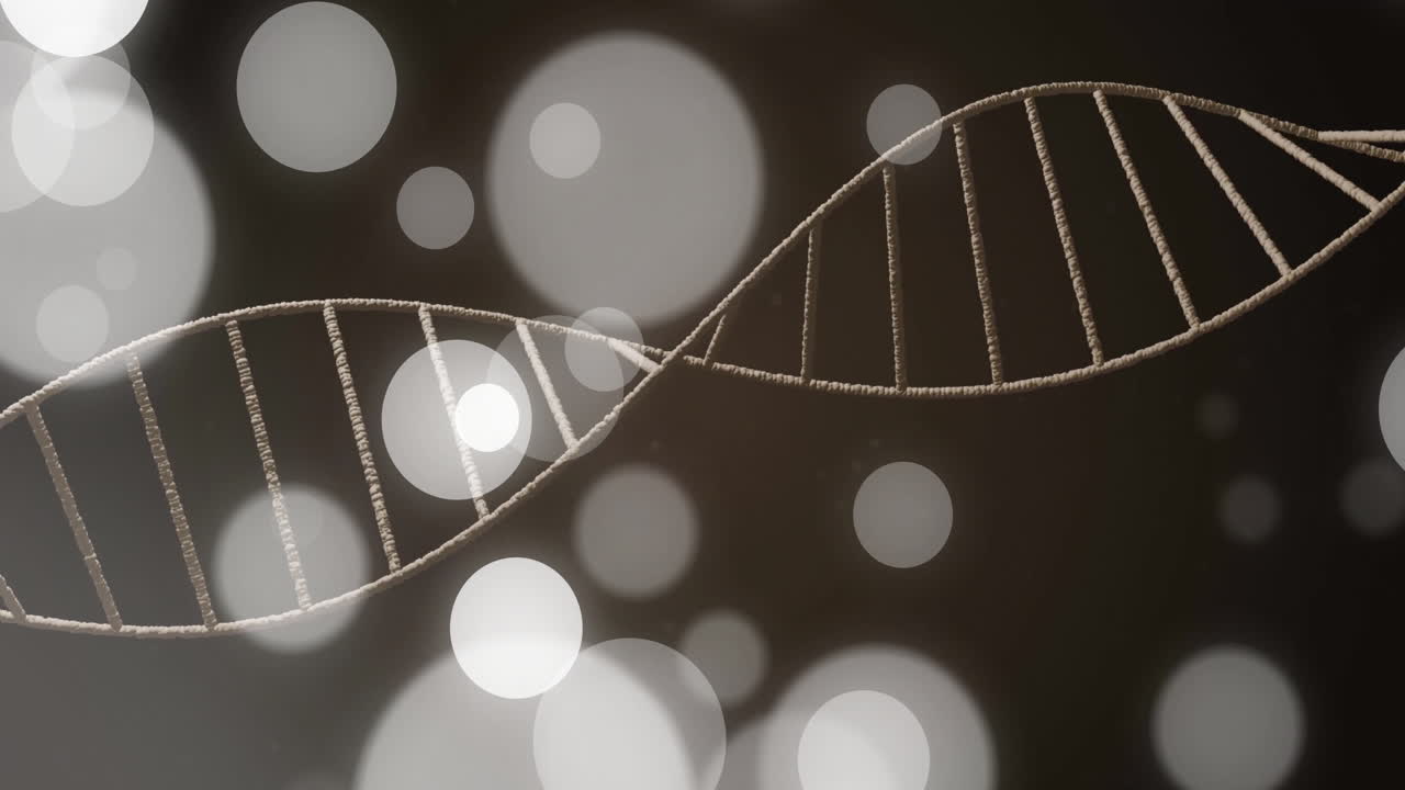 Animazione di macchie bianche su filamento di DNA