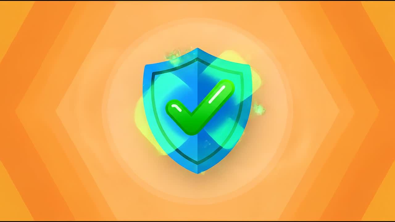 Security checkmark shield animation with modern verification icon and clean minimal background
