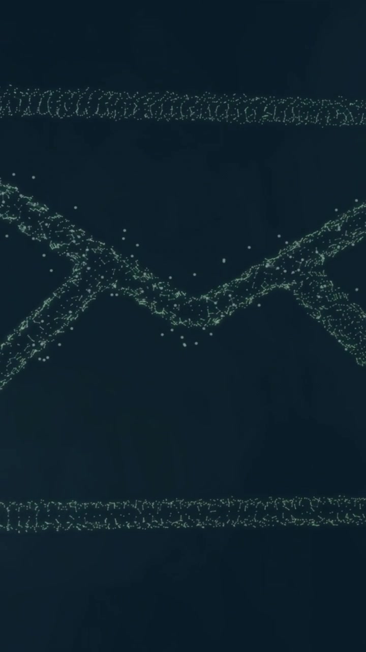 Animation of envelope icon and light spots on black background