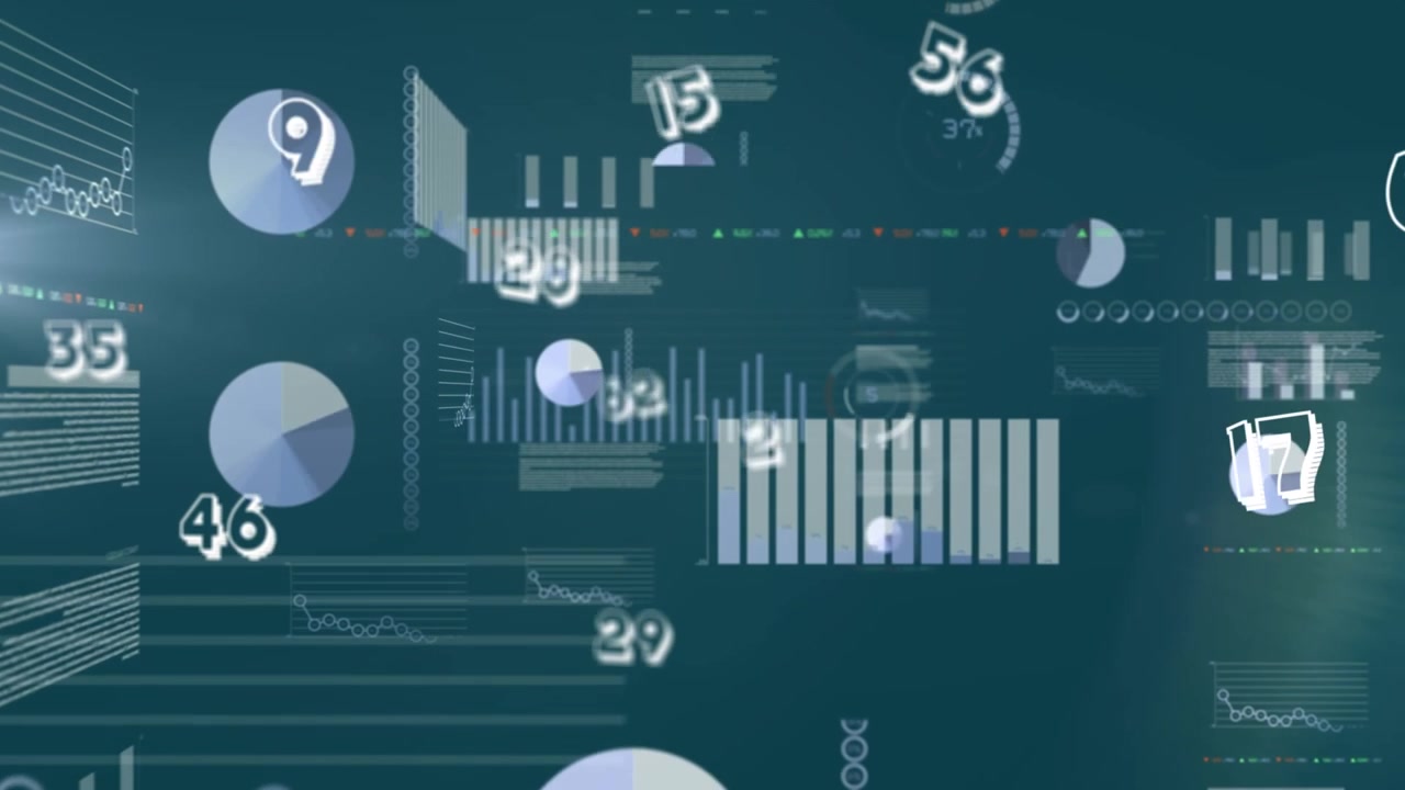 Animation of data processing over gray background