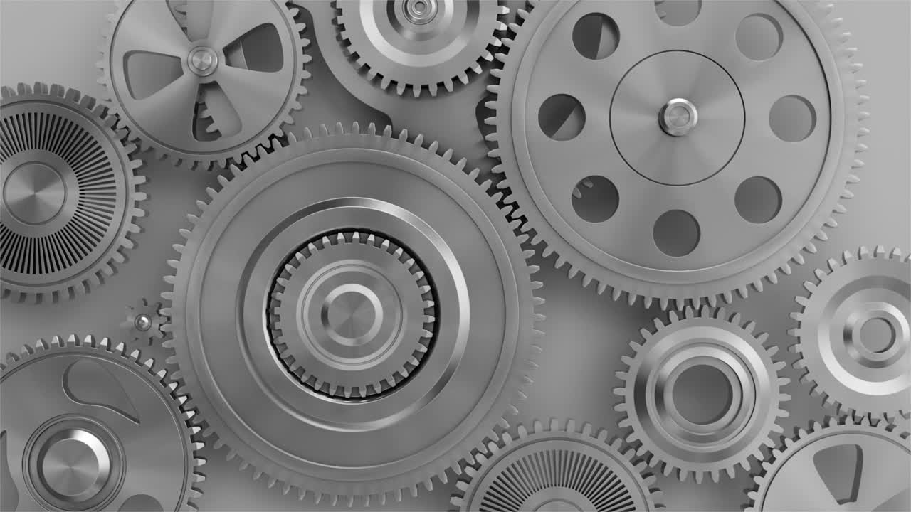 video de fondo industrial con engranajes. animación en 3d.