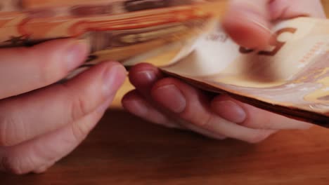 counting fifty euro banknotes close-up. european currency eur, eu central bank. 50 euro money macro. economy, financial and banking concept in european union.